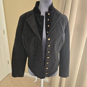 Lauren Ralph Lauren Black Velvet Military Jacket Gold Buttons Size L